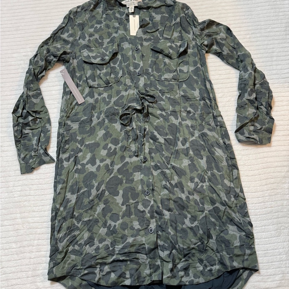 Anthropologie Cloth & Stone Green Camouflage Dress - Picture 1 of 9
